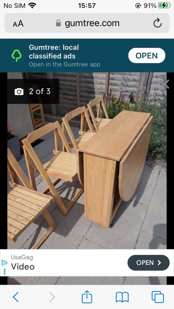 Wanted fold up table & fold up chairs