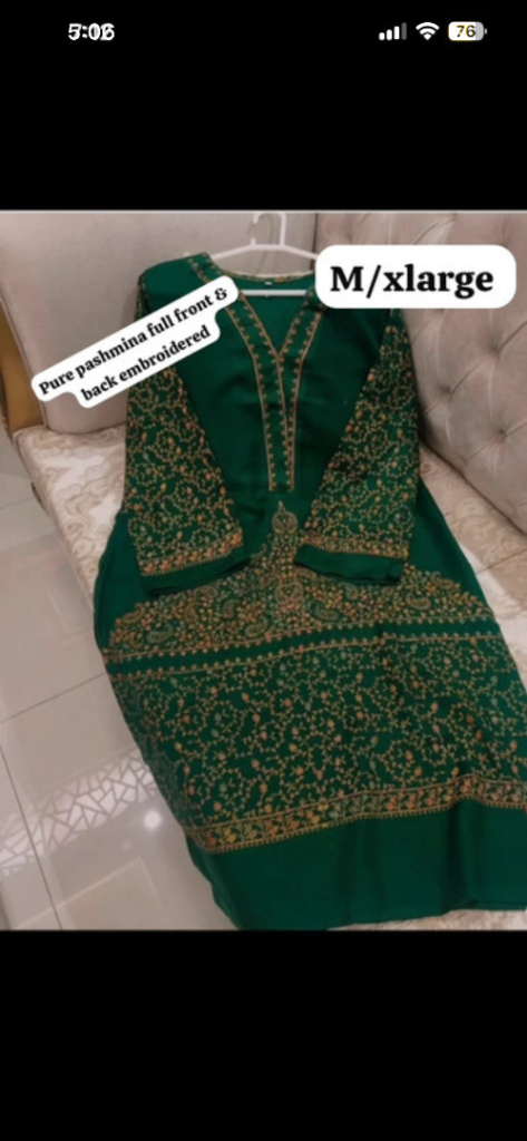 Asian winter Pakistani Indian pure pashmina long dress kurta 