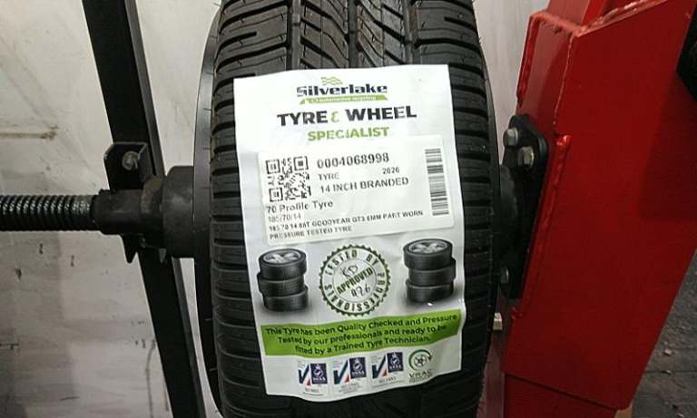 185 70 14 88t Goodyear Gt3 8mm Part Worn Pressure Tested Tyre