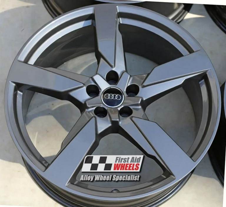 R614GG Swap AUDI SQ5 80A 4X 21'' GENUINE 5 SPOKE GLOSS CARBON GREY ALLOY WHEELS