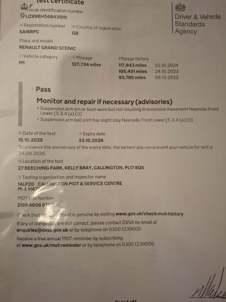 For Sale: 2016 Renault Grand Scenic – 7 Seater