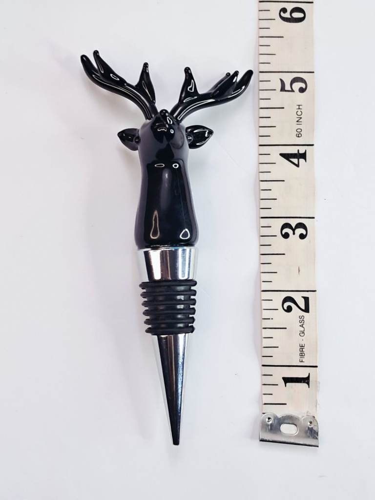 Black stag head wine bottle stopper.