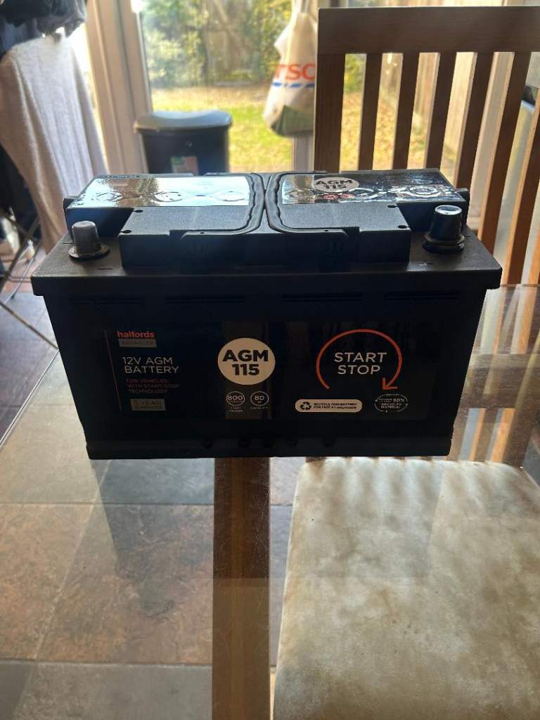 New Halfords AGM115 Start/Stop 12V Car Battery