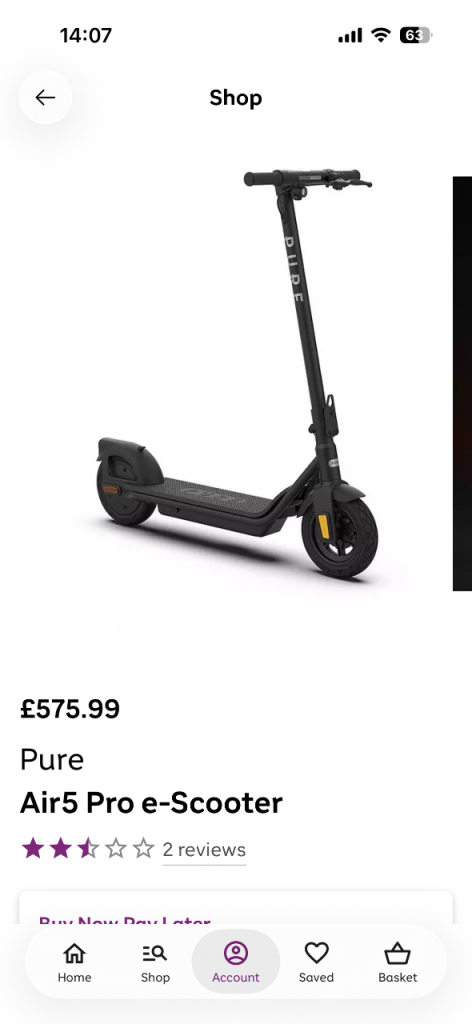 Pure Air5 Pro e-Scooter - Black, Good Condition