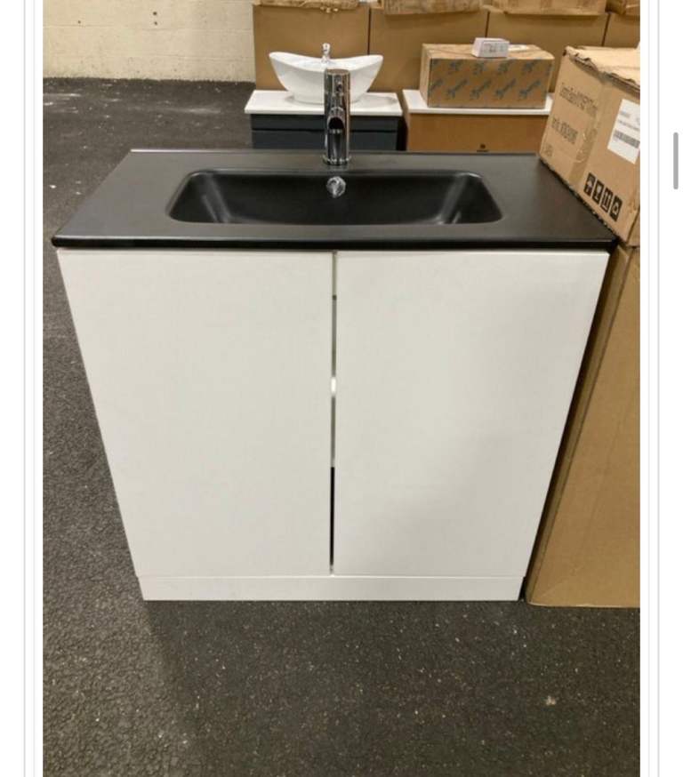 Bathroom floor standing unit cabinet sink ceramic basin tap 