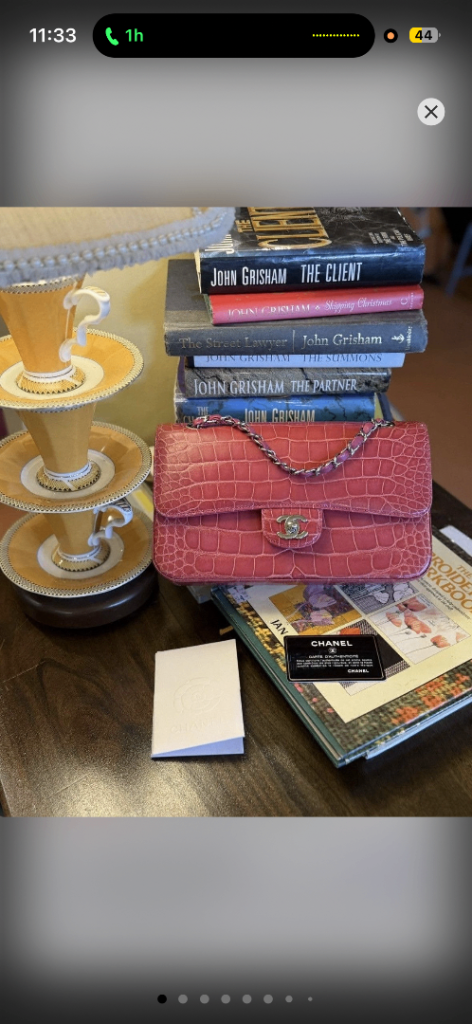 Chanel Pink Crocodile Embossed Classic Flap Bag – Authentic