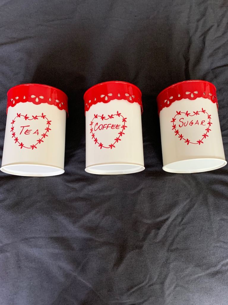 Tea, coffee and sugar canisters 