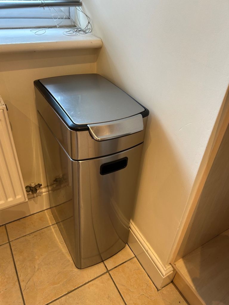 simplehuman Slim Touch-Bar Kitchen Bin in brushed stainless steel 
