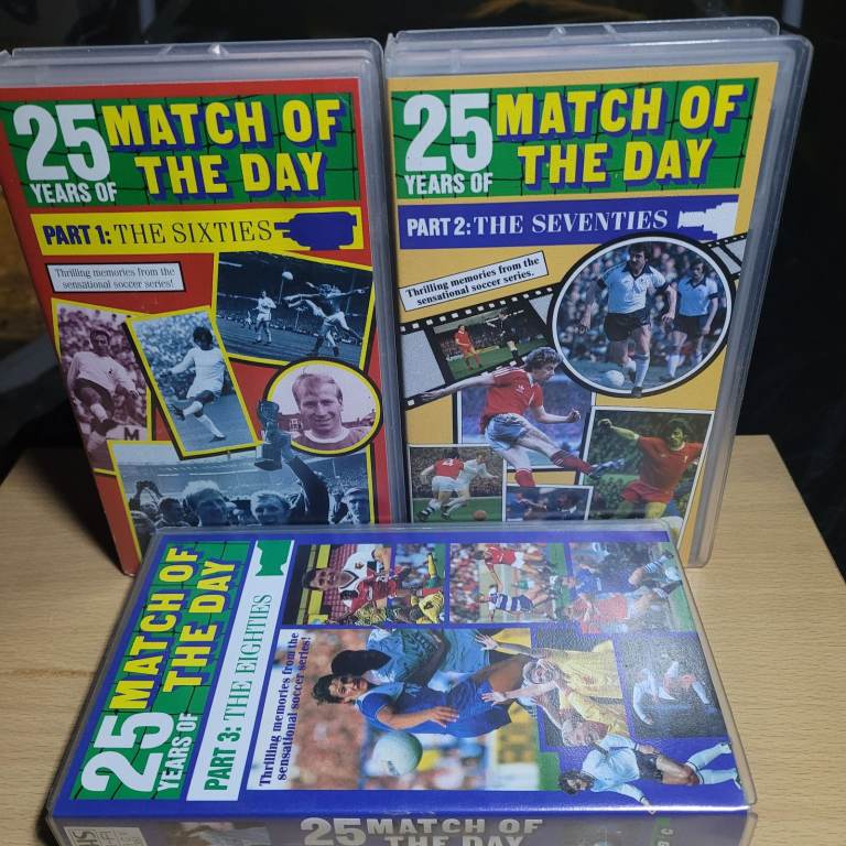 25 Years Of MATCH OF THE DAY   3 X  VHS VIDEOS   60s, 70s & 80s  EXCELLENT CONDITION b13
