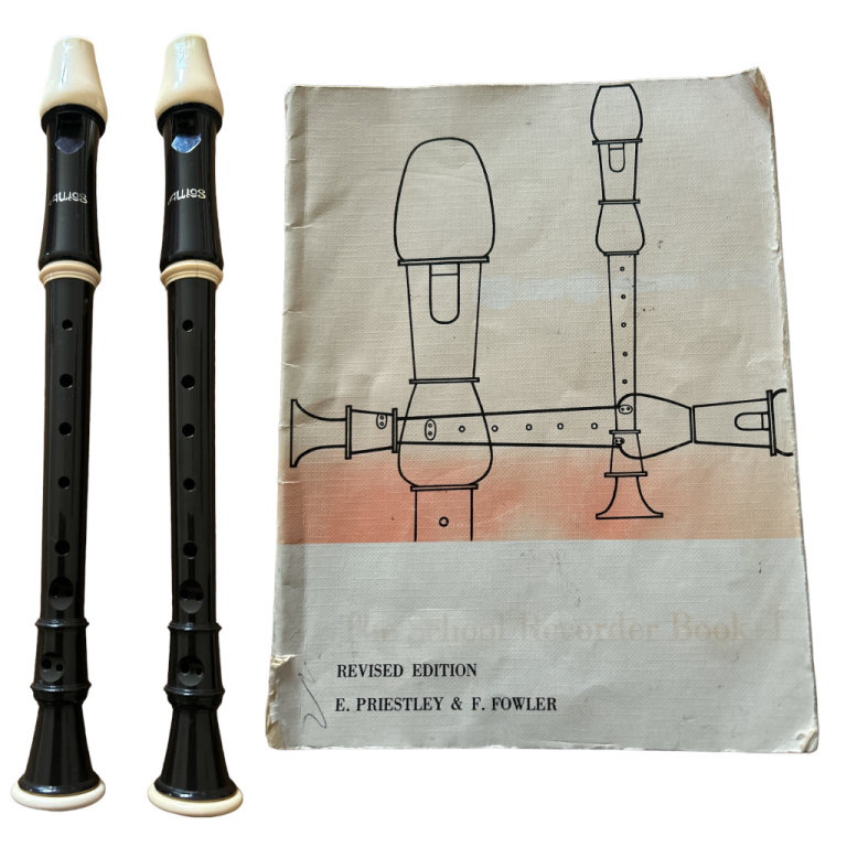 x2 Vintage 13” Aulos Reorders Made In Japan & The School Recorder Book 1