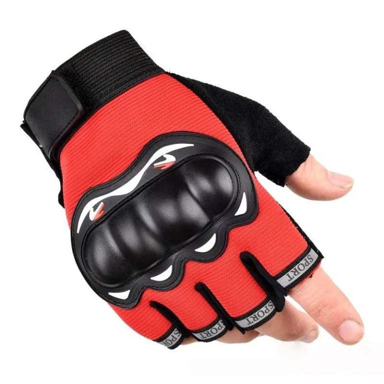 XL Half Finger Motorcycle Gloves Hard Knuckle Anti-slip Touch Screen Breathable