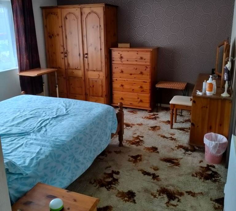 £250 - PINE BEDROOM FURNITURE bed/mattress/wardrobe/chest of drawers photos