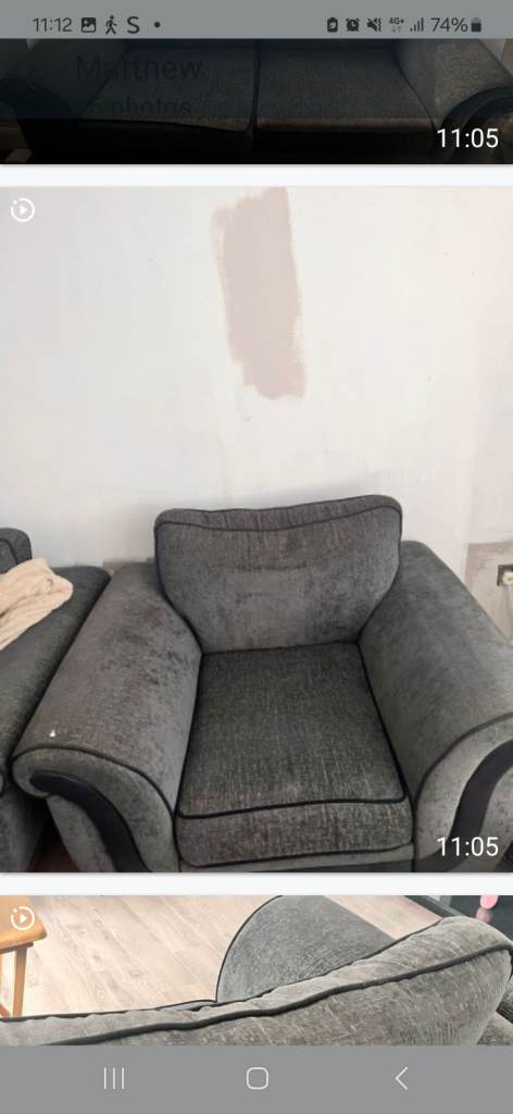Three piece sofa and two chairs 
