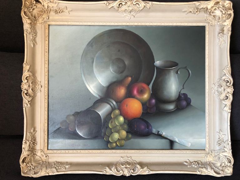 Still life oil on canvas painting by George Reekie