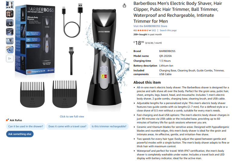 Men's Electric Body Shaver, Hair Clipper, Pubic Hair Trimmer|| Brand new 50% off price 