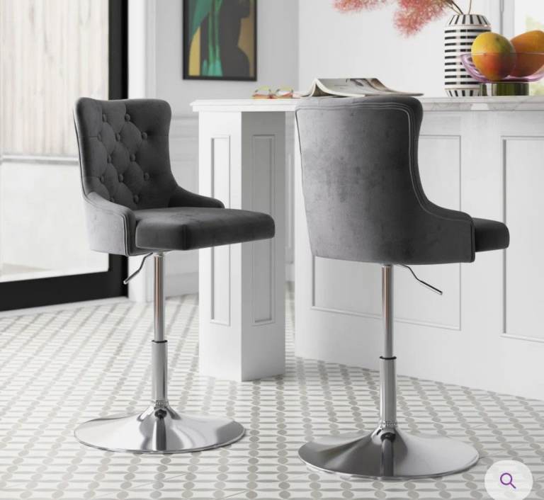 3 x grey velvet plush stools new condition 