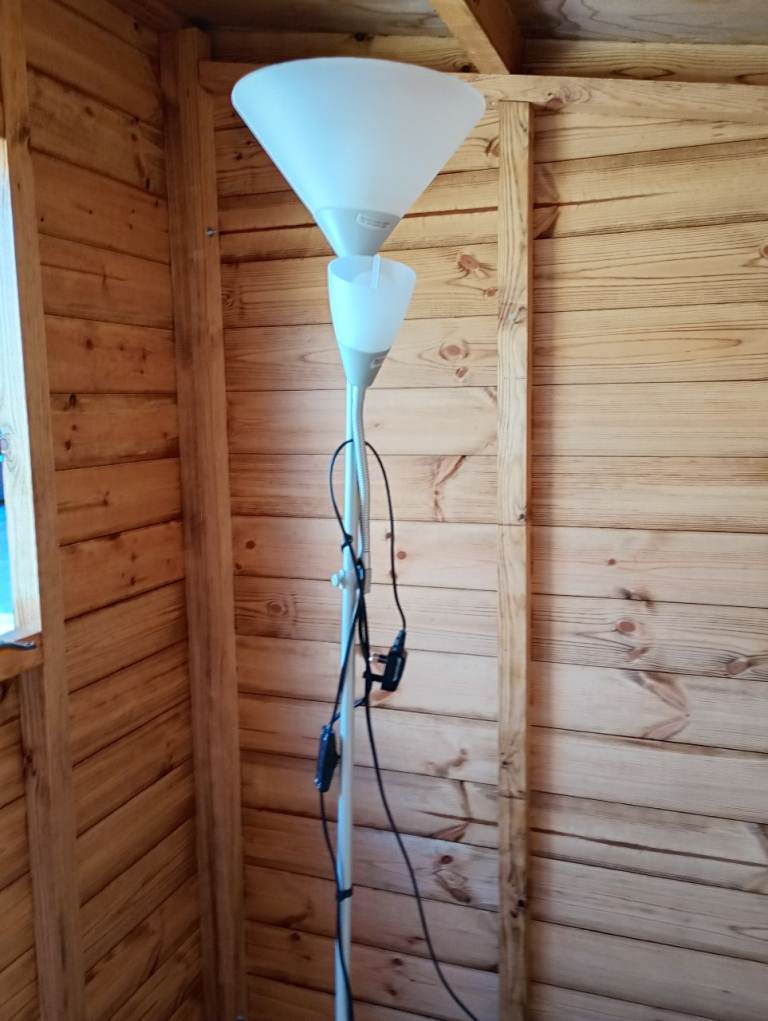 White Uplighter Floor Lamp – Good Condition