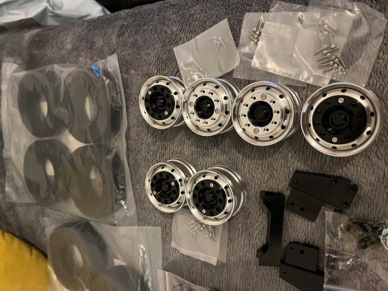 brand new tamiya 1/14scale ALLUMINIUM UPGRADES WITH TYRE UPGRADES. JOBLOT 