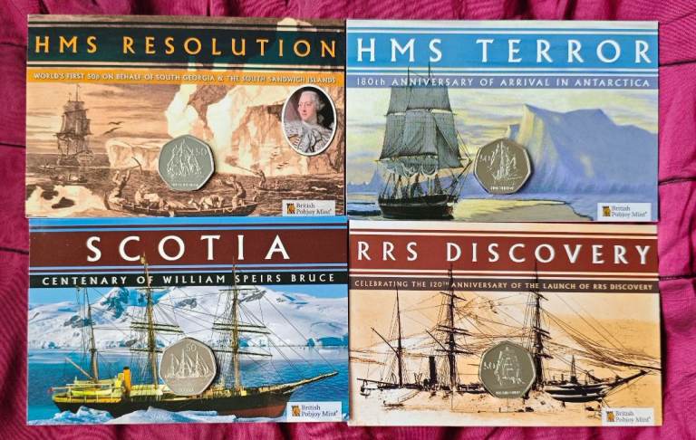 British Pobjoy Mint Antarctic Exploration 50p Coins - Set of 4