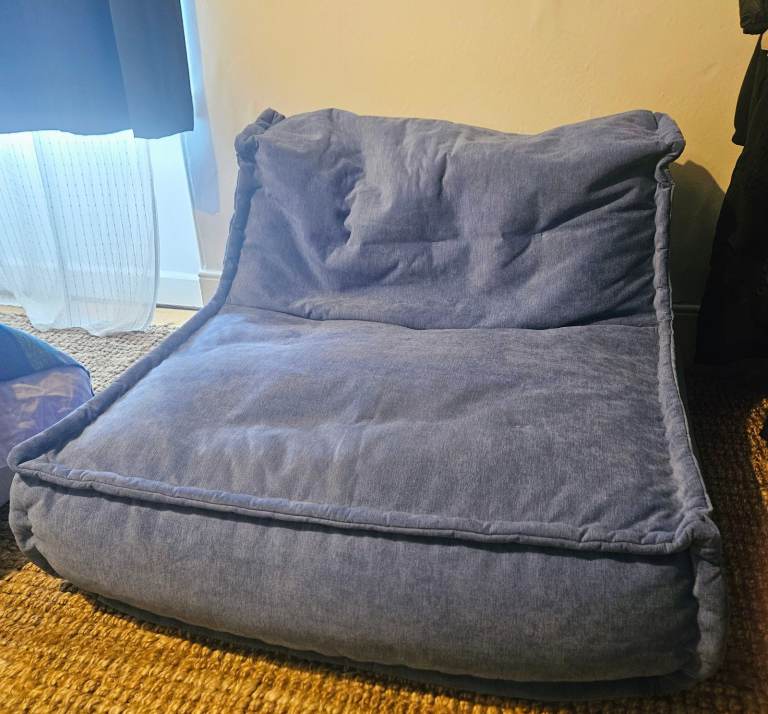 Habitat Estelle blue quilted beanbag chair vgc