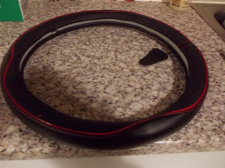14" Leather Steering Wheel Cover New. MG Car Decals.Red,Black,Silver. Sakura Dog Guard for Car. 
