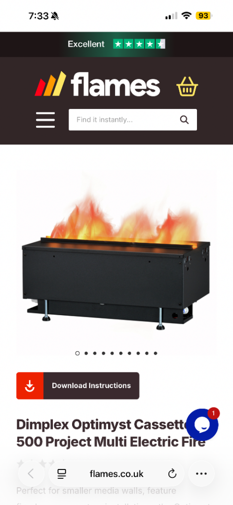 Dimplex Optimyst Cassette 500 Project Multi Electric Fire