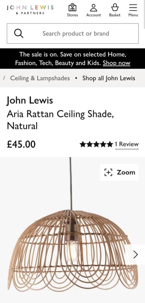 John Lewis rattan shade