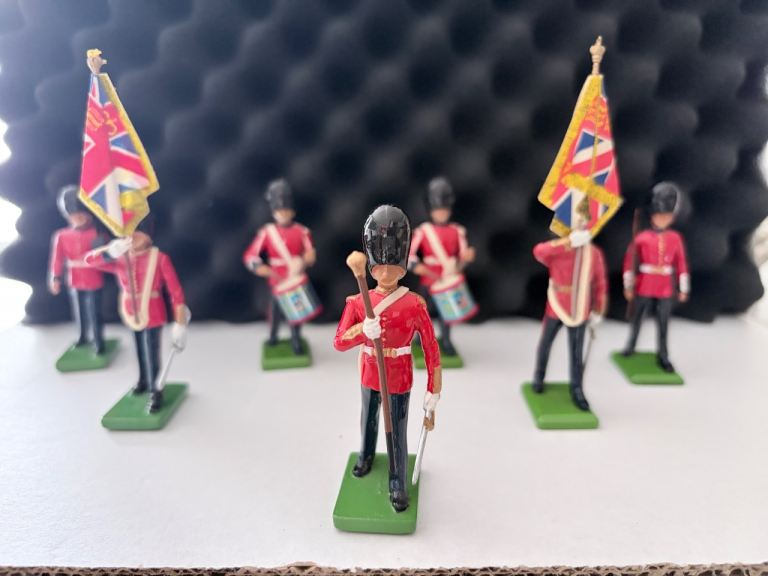 Vintage Royal Guard Soldiers - Set of 7, Painted Metal Figures