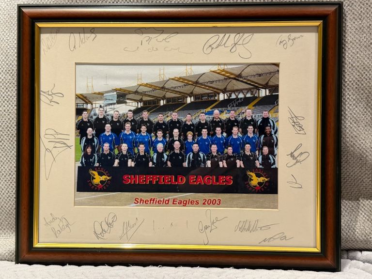 SHEFFIELD EAGLES Rugby League Framed SIGNED Photo 2003 Squad Excellent Condition