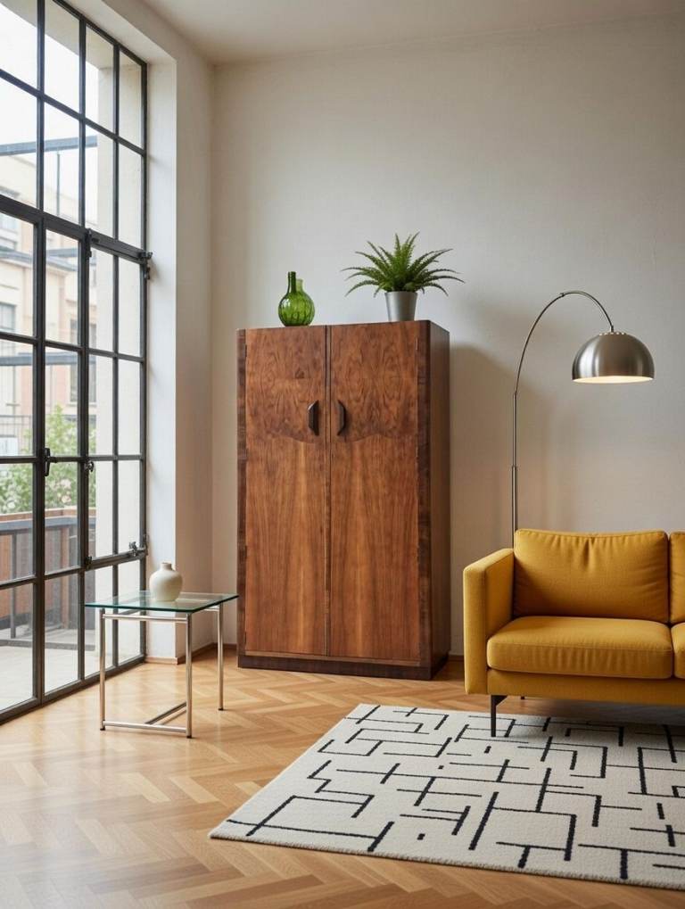 Vintage Retro Art Deco Style Linen Cupboard Cabinet Compactum 