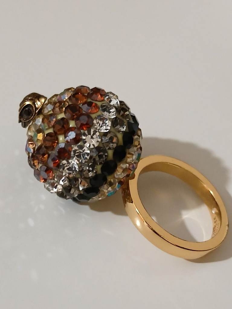 Kurt Geiger London Gold-Tone Ring with Multicoloured Crystal Embellishment
