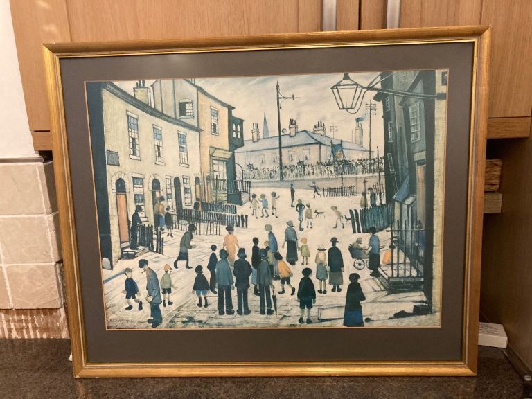 L S Lowry print. A. Procession. 