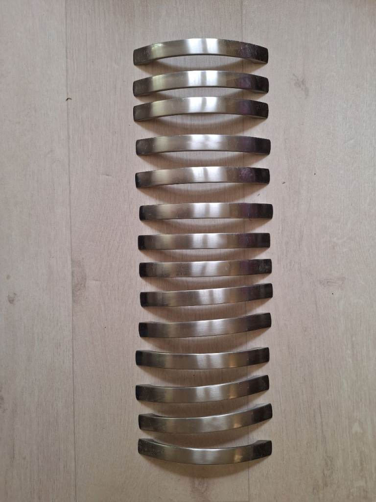 Set of 16 Kitchen Door Handles – Modern Brushed Steel