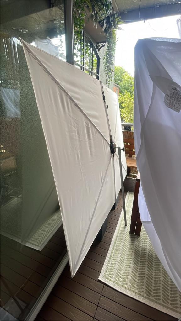 Grand patio parasol, Balcony Shade 360 Degree Parasol, Powder-coated Steel Rectangular Flat Canopy