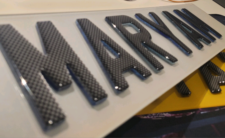 3mm Neon Blue 4D Carbon Gel Car Number Plates