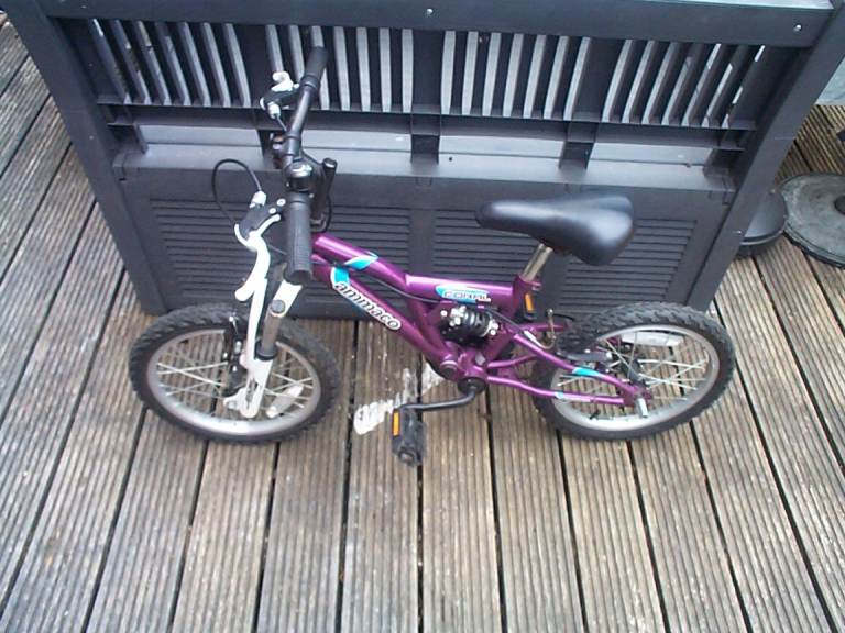 Ammaco 15” Wheel Dual Suspension Girls Kids MTB Bike Single Speed Purple/Pink Age 5+