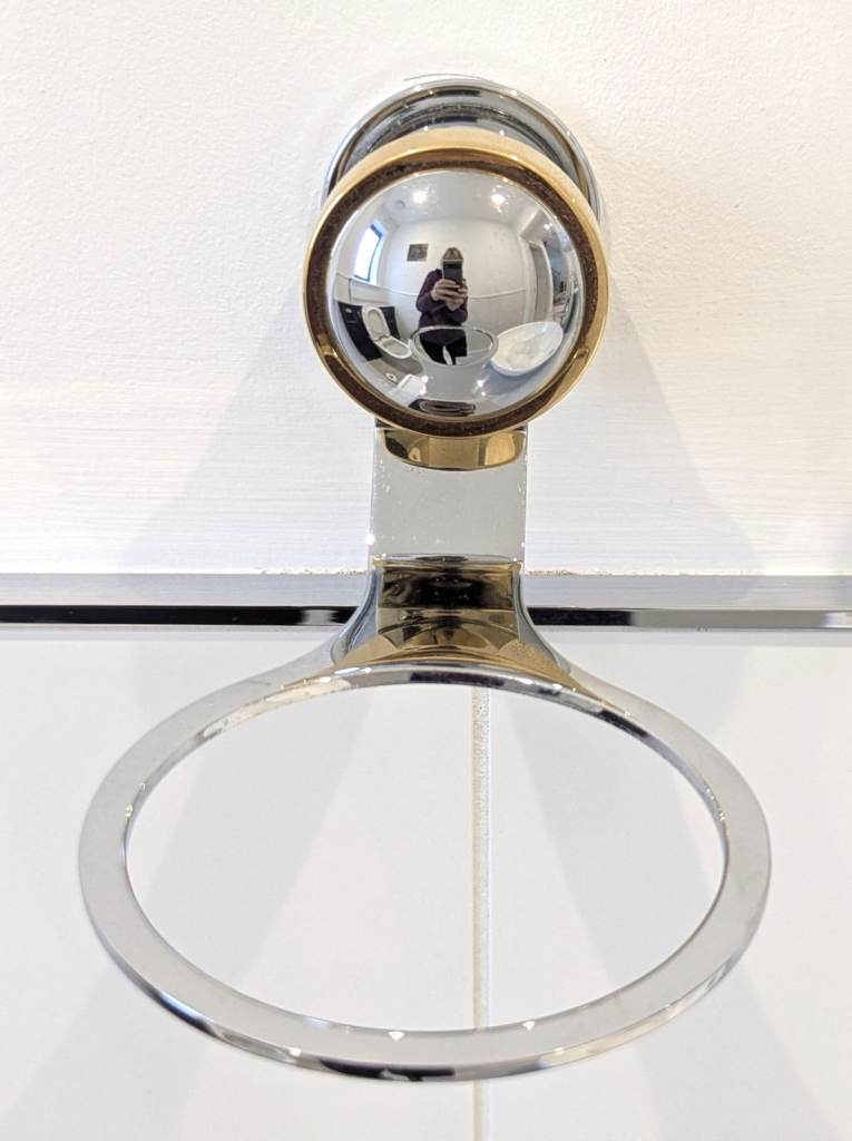 KEUCO APOLLO GLASS TOILET BRUSH HOLDER & CHROME GOLD BRACKET 19cm H x 17.7cm D