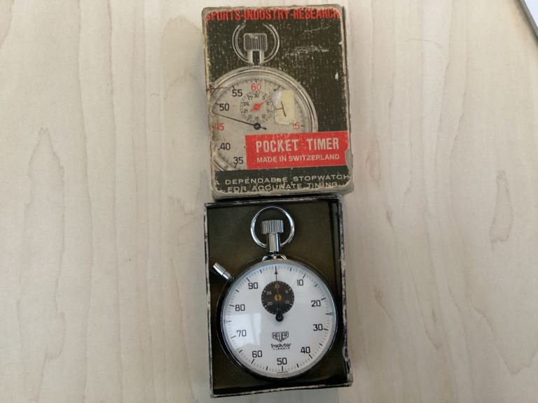 Vintage Heuer Trackstar 7 Jewels pocket Timer Stopwatch – With non Original Box