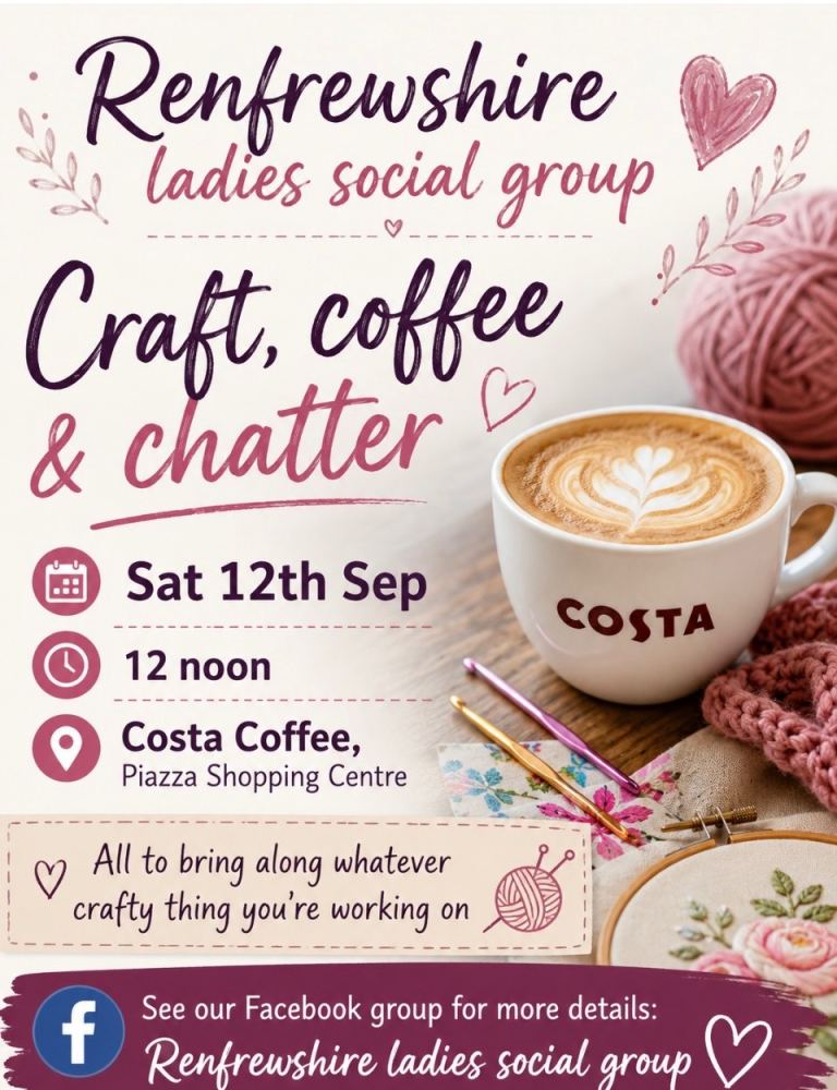 Renfrewshire Ladies Social Group Event, Craft, Coffee & Chatter