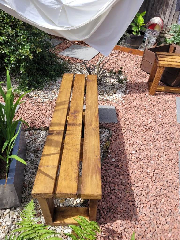 Solid rustic garden bench