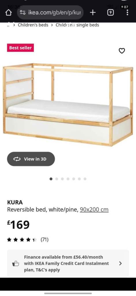 IKEA KURA Reversible Bed, White/Pine – Good Condition