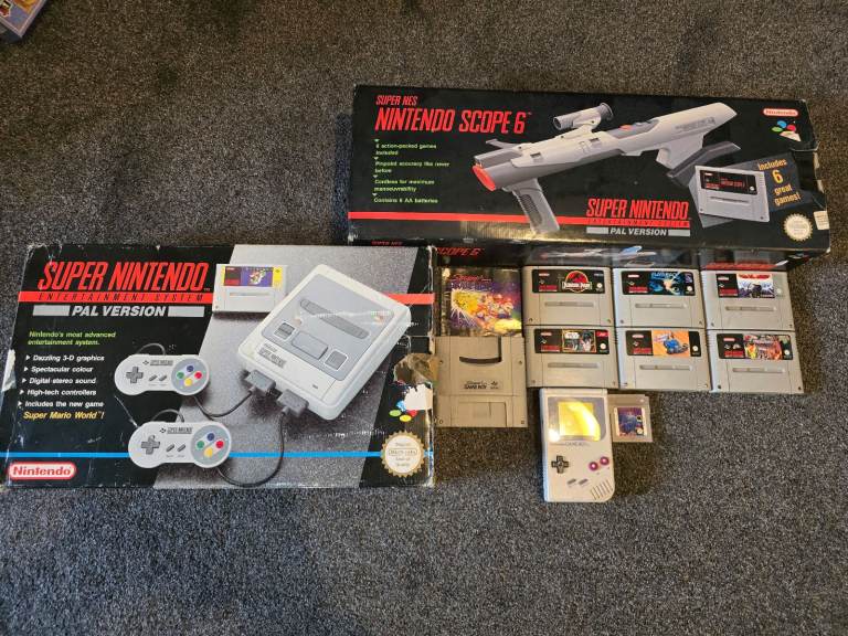 SNES Super Nintendo Console And Games Bundle Scope 6 Gameboy Mario