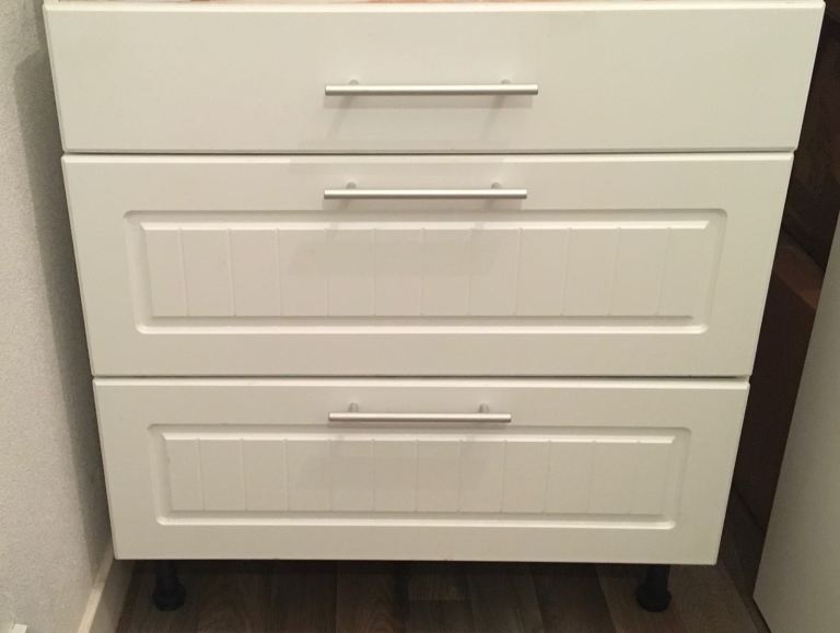 image for White 3 Drawer Kitchen Base Unit