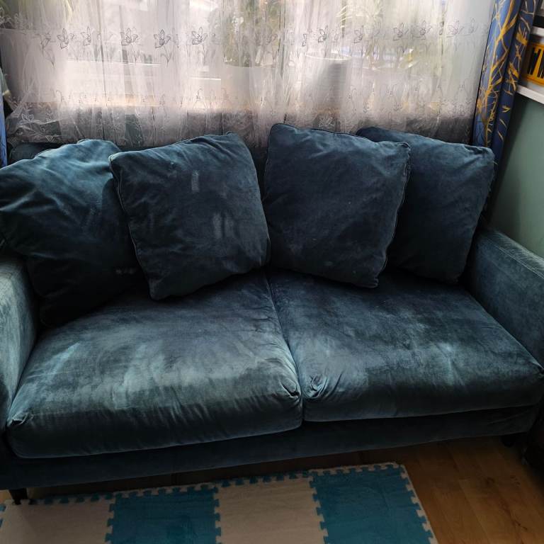 Small and large blue sofa
