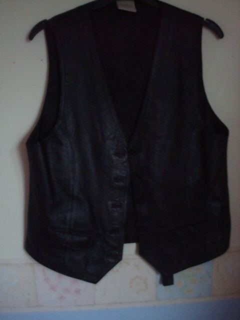 Women's Classic Black Leather Waistcoat Size 12