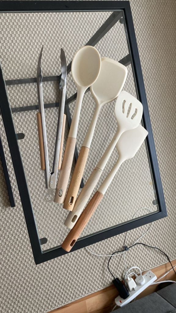 New Kitchen Utensil Set with Silicone Heads and Wooden Handles