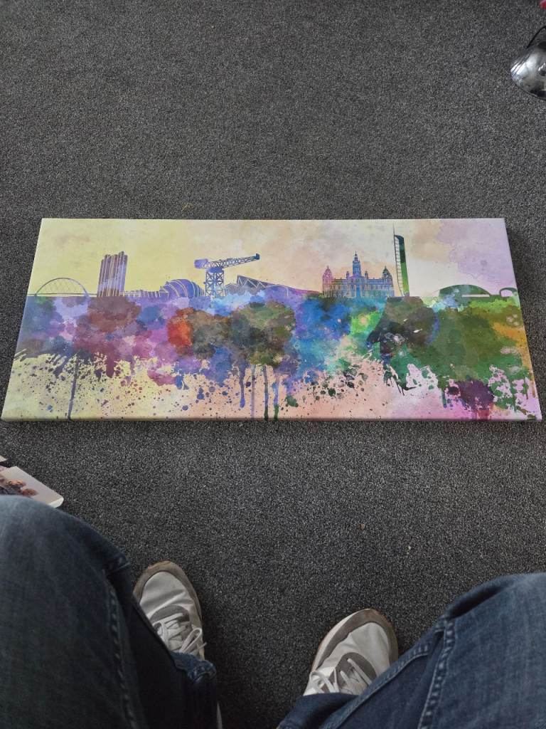 Canvas Glasgow Coloured Silhouette painting