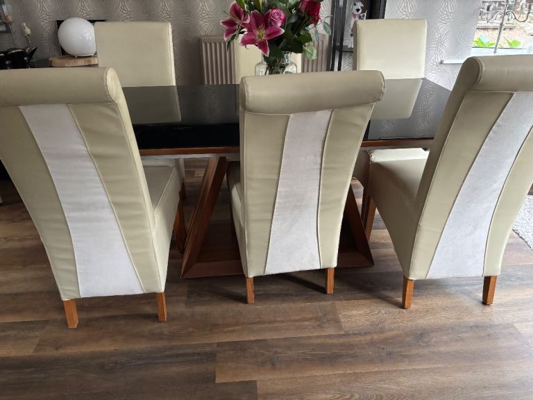 Cream Faux Leather Dining Chairs x8 - will split