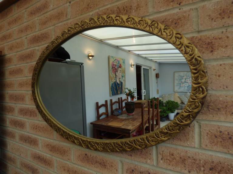 Vintage Gold Gilt Ornate Mantel Wall Bevelled Mirror 74 cm x 47 cm