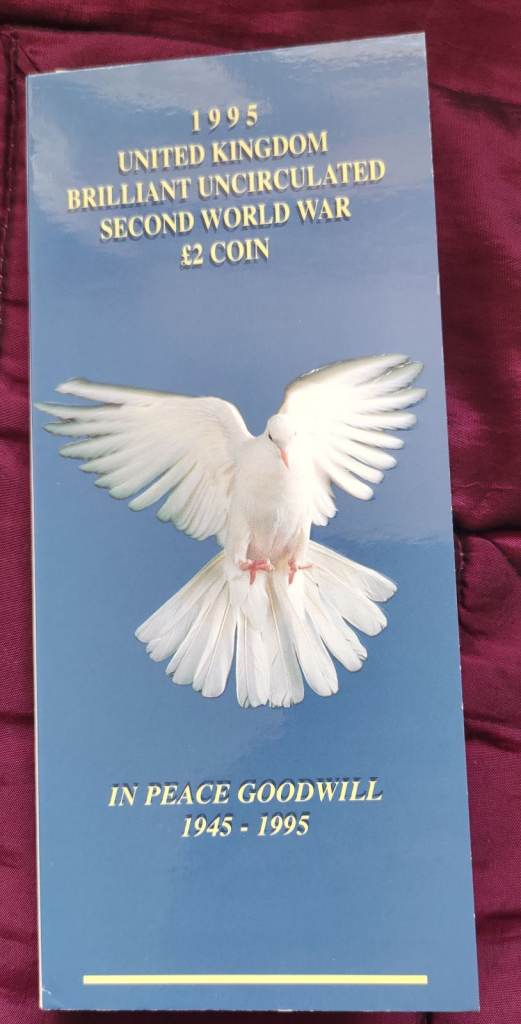 1995 2 pound Dove of Peace RM coin pack,BUNC. 